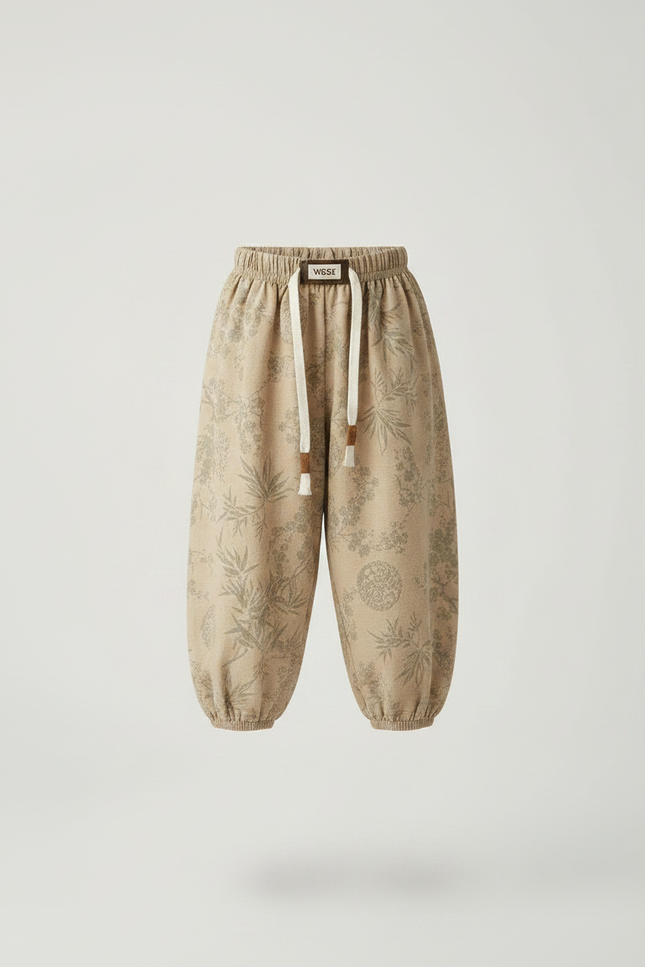 Pantalon Jupe Beige Floral Ample Coton Enfant - vue 3