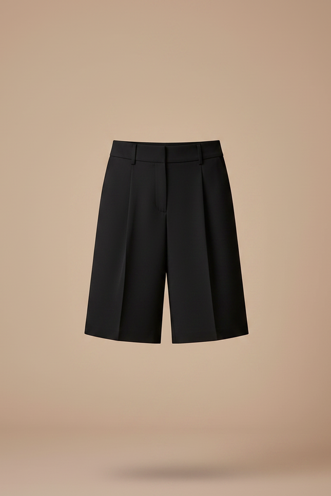 Pantalon Jupe Noir Plissé Mini Élégant Chic - Gabardine - vue 3