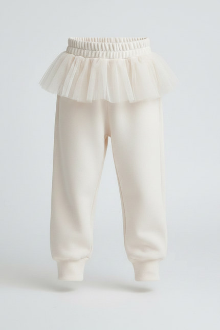 Pantalon Jupe Crème Tulle Doux Confortable Fille - Beige Molleton - vue 3