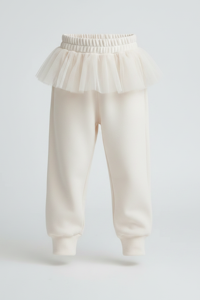 Pantalon Jupe Crème Tulle Doux Confortable Fille - Beige Molleton - vue 3