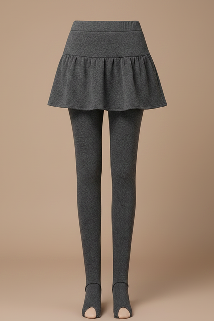 Pantalon Jupe Chaud Épais Doux Plissé Hiver - Gris Molleton - vue 3
