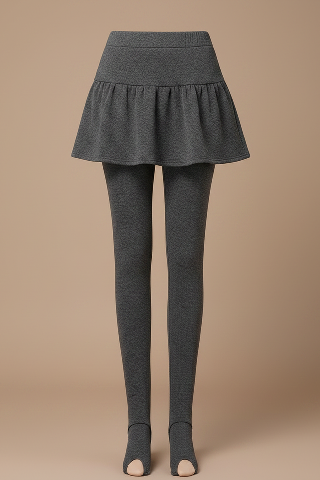 Pantalon Jupe Chaud Épais Doux Plissé Hiver - Gris Molleton - vue 3