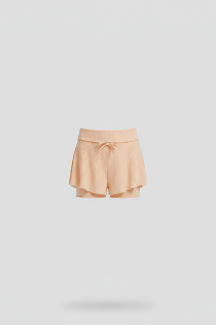 Pantalon Jupe Pêche Plissé Superposé Confortable Court - Orange Maille - vue 3