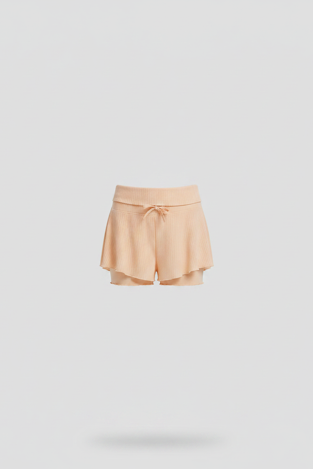 Pantalon Jupe Pêche Plissé Superposé Confortable Court - Orange Maille - vue 3