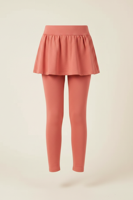 Pantalon Jupe Corail Coton Fille Intégré Confortable - Orange Molleton - vue 3