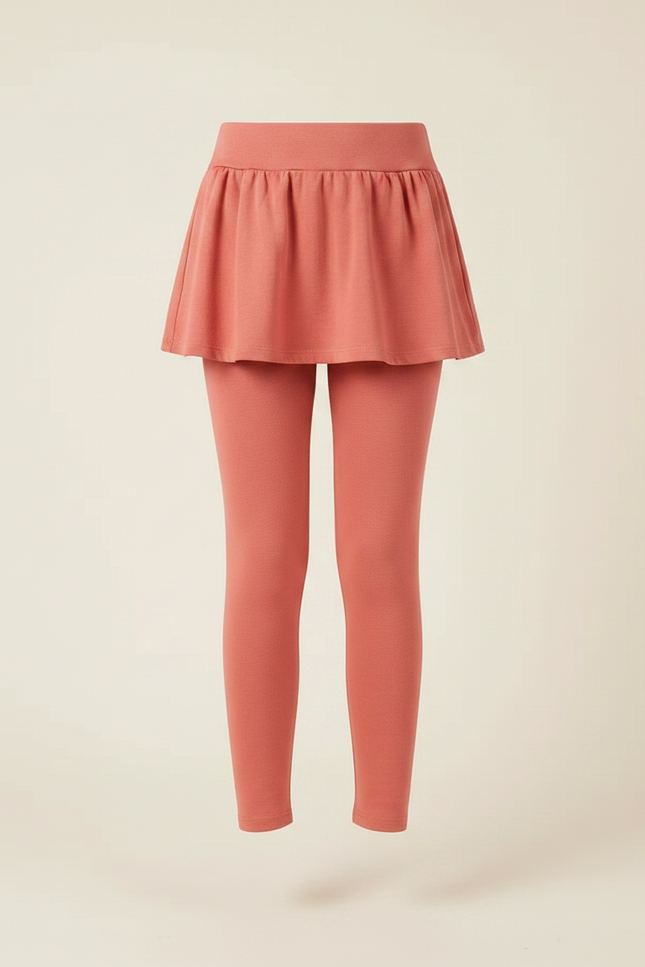 Pantalon Jupe Corail Coton Fille Intégré Confortable - Orange Molleton - vue 3