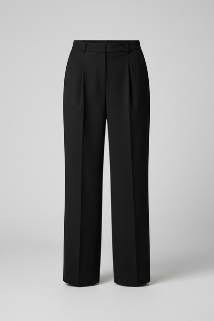 Pantalon Jupe Noir Ceinturé Vintage Élégant Femme - Gabardine - vue 3