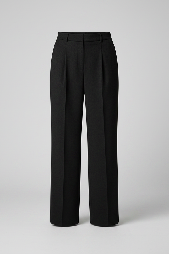 Pantalon Jupe Noir Ceinturé Vintage Élégant Femme - Gabardine - vue 3