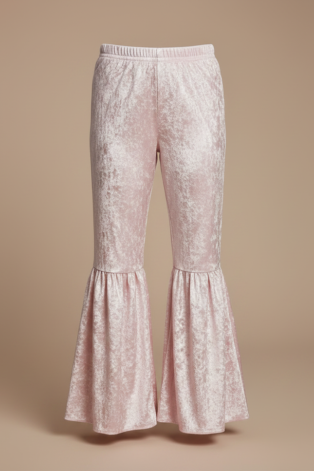 Pantalon Jupe Velours Rose Évasé Volants Fille - vue 3