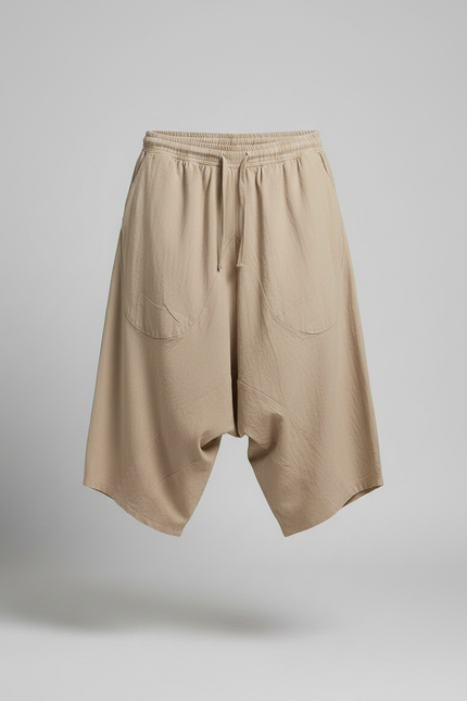 Pantalon Jupe Coton Lin Ample Beige Homme - vue 3