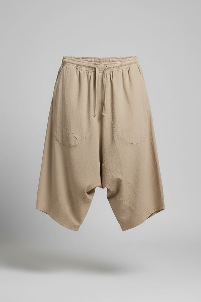Pantalon Jupe Coton Lin Ample Beige Homme - vue 3
