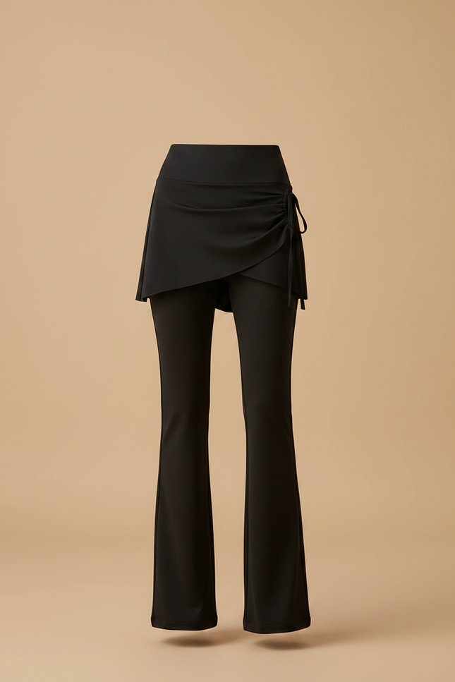 Pantalon Jupe Noir Évasé Cordon Sport Slim - Polyester - vue 3
