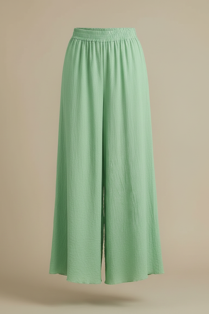 Pantalon Jupe Vert Menthe Ample Fluide Coton - vue 3