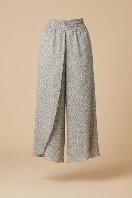 Pantalon Jupe Fluide Imprimé Taille Haute Évasé Élégant - Viscose - vue 3