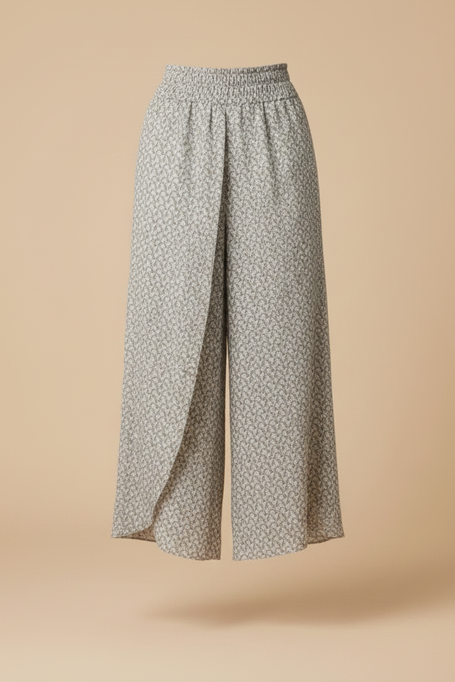 Pantalon Jupe Fluide Imprimé Taille Haute Évasé Élégant - Viscose - vue 3