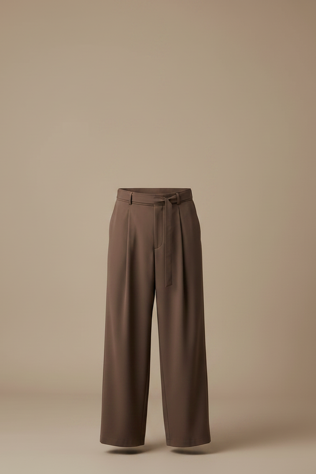 Pantalon Jupe Marron Ample Plissé Ceinturé Homme - Polyester - vue 3