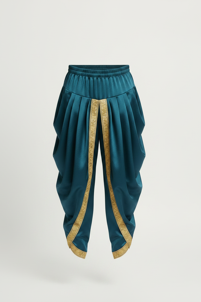Pantalon Jupe Sarouel Satiné Bleu Doré Enfant - vue 3