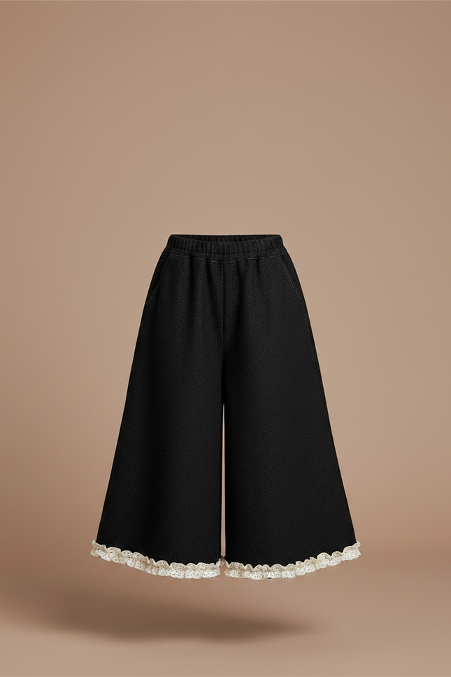 Pantalon Jupe Noir Ample Dentelle Enfant - Tweed - vue 3