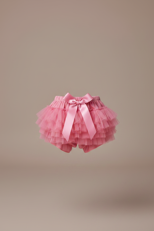 Pantalon Jupe Rose Tulle Volants Bébé Mignon - Maille - vue 3