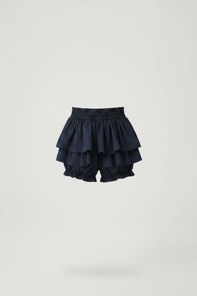 Pantalon Jupe Volants Superposés Bleu Marine Enfants - Coton - vue 3