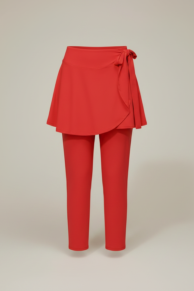 Pantalon Jupe Rouge Fluide Sportif Taille Haute - Polyester - vue 3