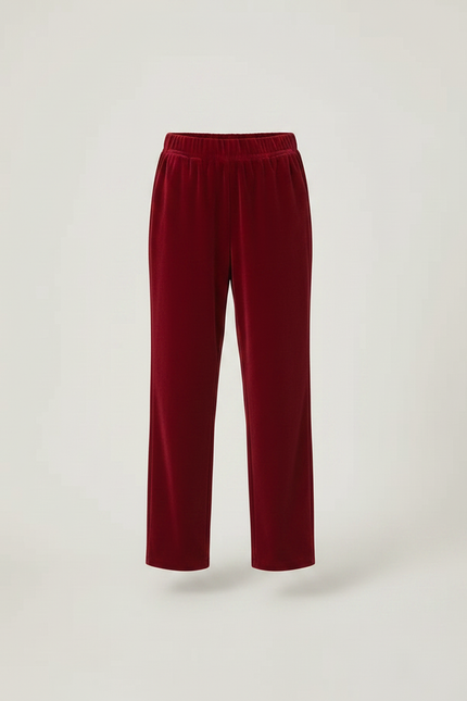 Pantalon Jupe Rouge Velours Plissé Fille Élégant - Bordeaux - vue 3