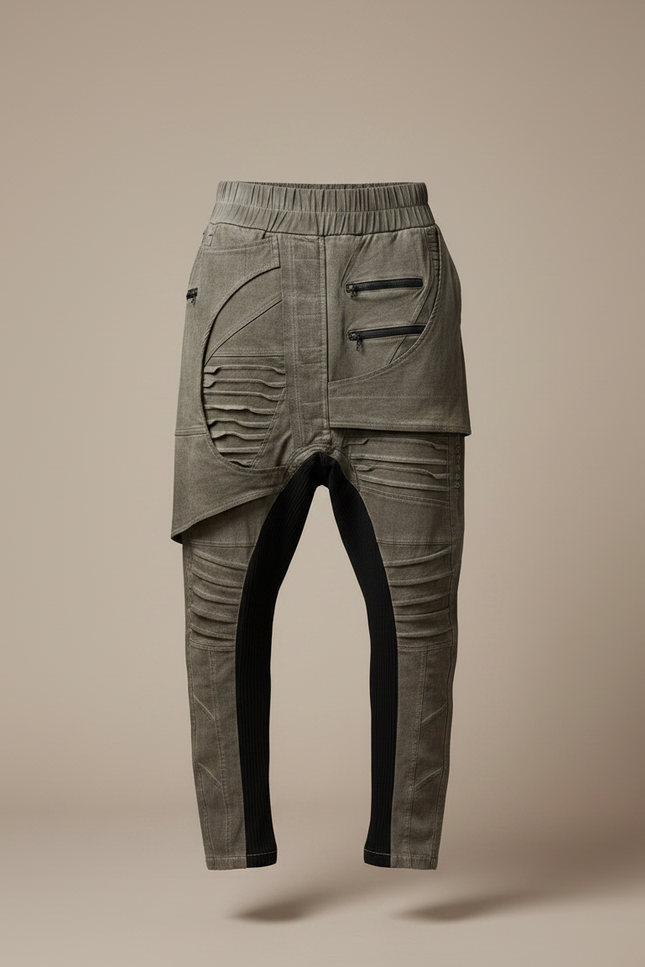 Pantalon Jupe Kaki Asymétrique Coton Cargo Homme - vue 3
