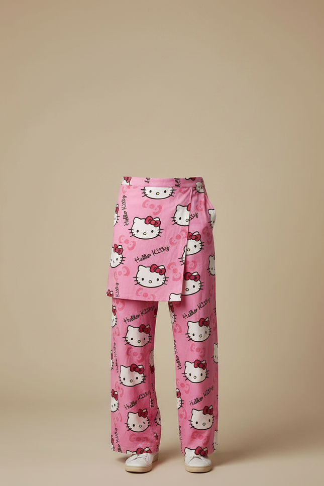 Pantalon Jupe Rose Hello Kitty Coton Ample Décontracté - vue 3