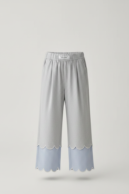 Pantalon Jupe Bleu Ciel Scallopée Ample Enfant Coton - vue 3