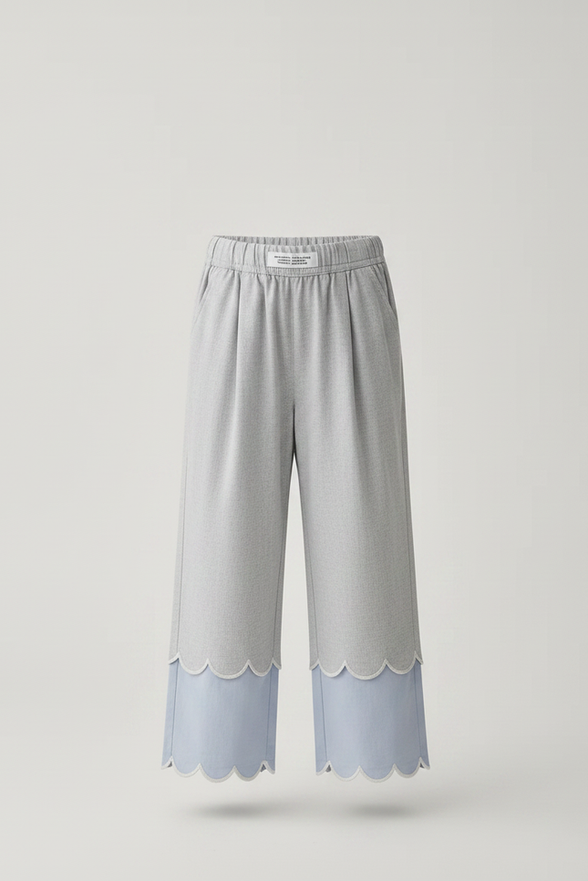 Pantalon Jupe Bleu Ciel Scallopée Ample Enfant Coton - vue 3