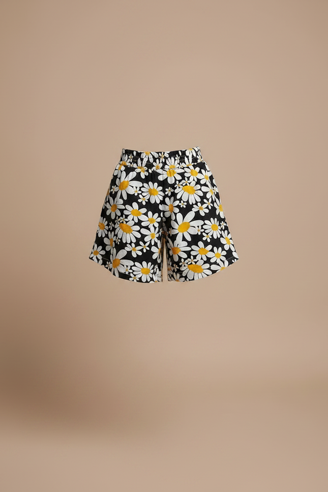Pantalon Jupe Noir Fleuri Ample Fille Moderne - Imprimé Polyester - vue 3