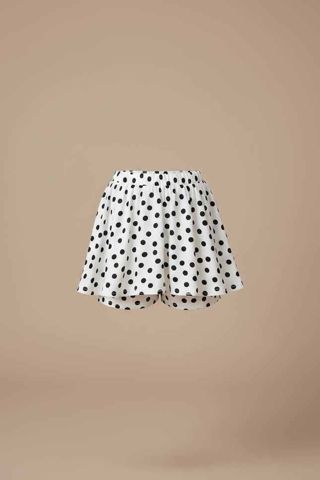 Pantalon Jupe Blanc Pois Noirs Superposés Fille - Coton - vue 3