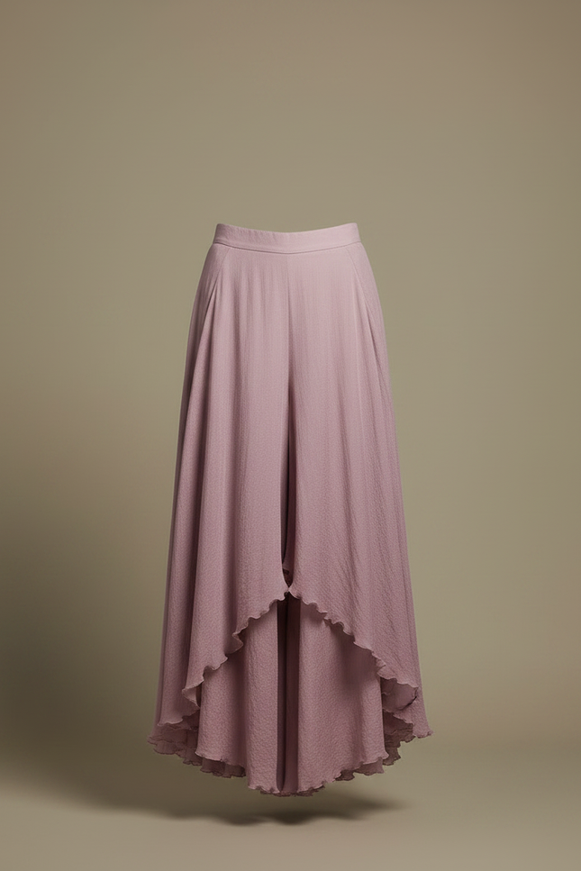 Pantalon Jupe Mauve Fluide Superposé Élégant Femme - Violet Viscose - vue 3