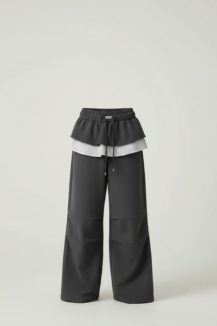 Pantalon Jupe Gris Ample Superposé Décontracté Enfant - Polyester - vue 3