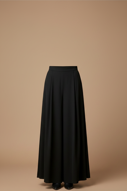 Pantalon Jupe Noir Fluide Ample Élégant Longue - Polyester - vue 3