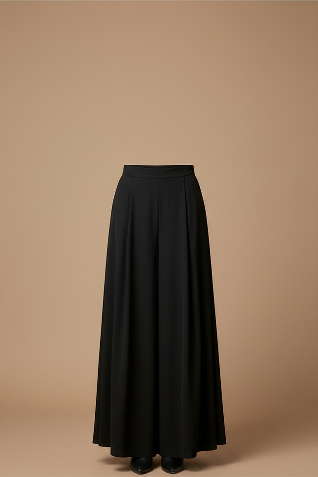 Pantalon Jupe Noir Fluide Ample Élégant Longue - Polyester - vue 3