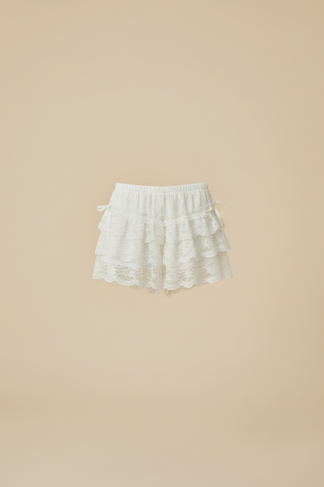Pantalon Jupe Blanc Dentelle Volants Nœuds Lolita - Polyester - vue 3
