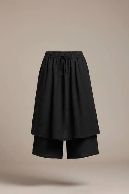 Pantalon Jupe Longue - Noir Lin - vue 3
