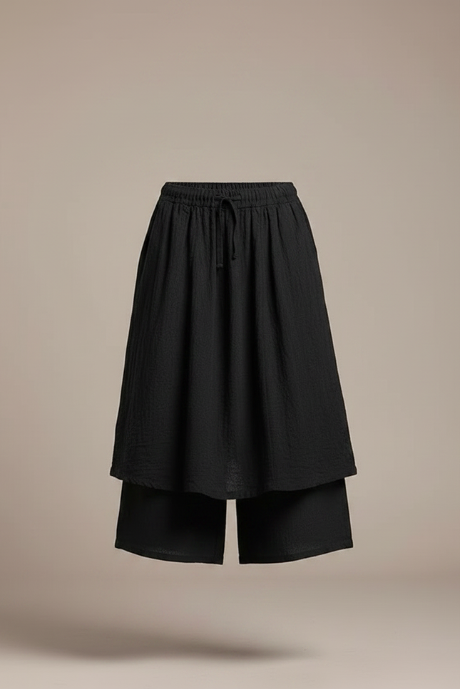 Pantalon Jupe Longue - Noir Lin - vue 3