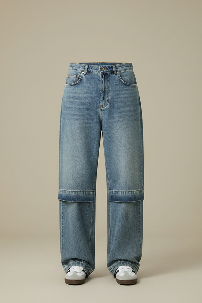 Pantalon Jupe Jean Bleu Ample Décontracté Homme - vue 3