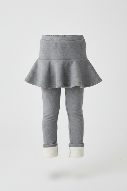 Pantalon Jupe Gris Évasé Doublé Chaud Confortable Fille - Molleton - vue 3