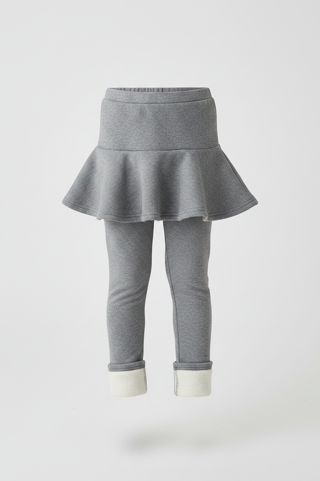 Pantalon Jupe Gris Évasé Doublé Chaud Confortable Fille - Molleton - vue 3