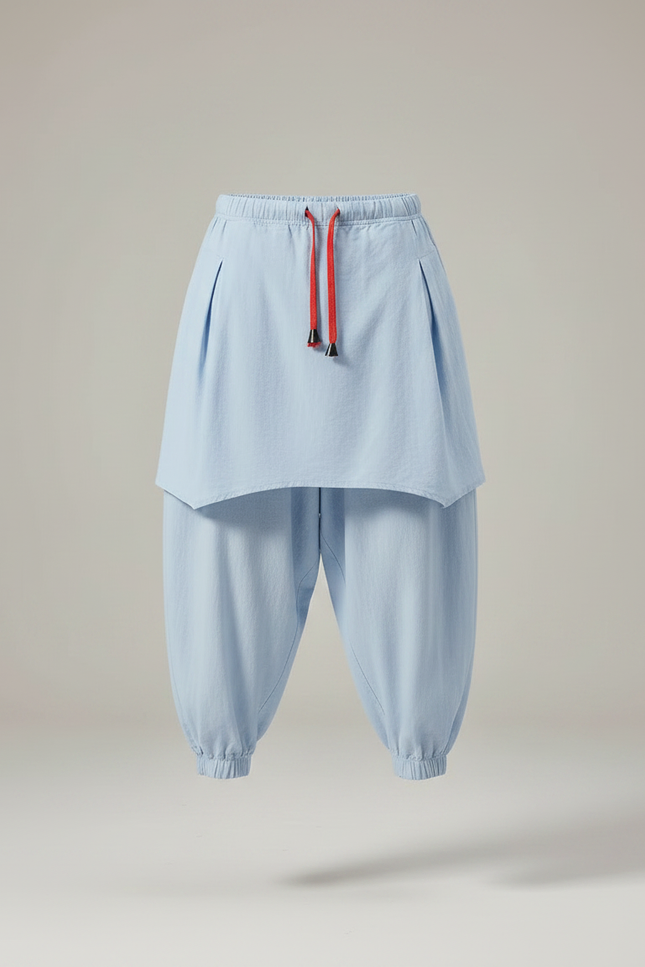 Pantalon Jupe Bleu Ciel Coton Ample Homme - vue 3