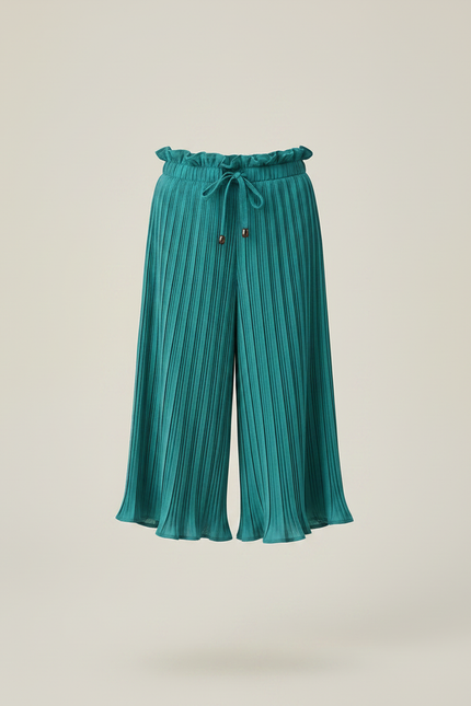 Pantalon Jupe Plissé Vert Ample Fille Décontracté - Polyester - vue 3