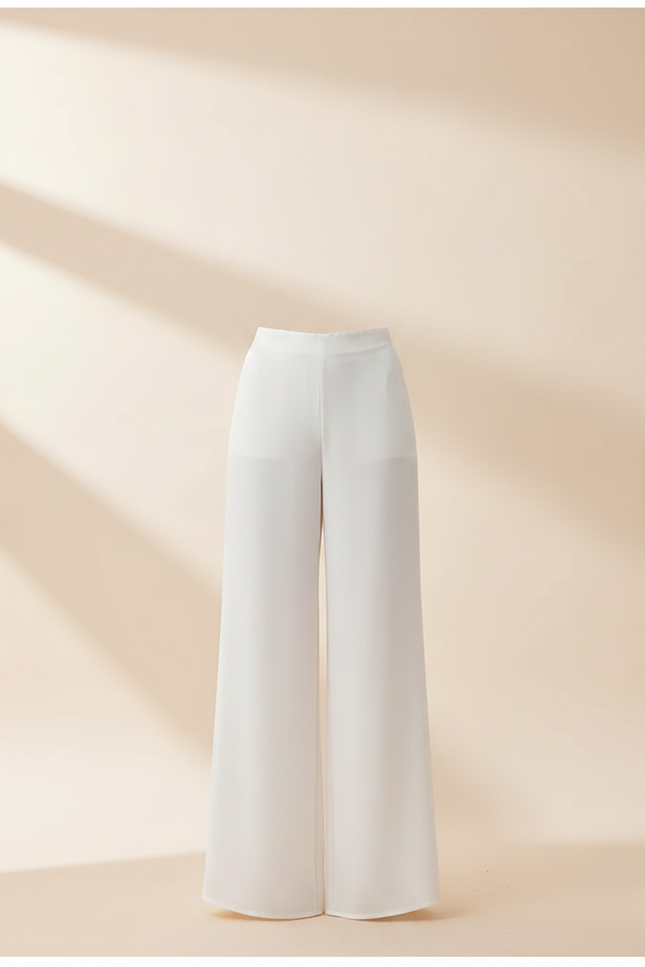 Pantalon Jupe Blanc Fluide Ample Élégant Femme - Satin - vue 3