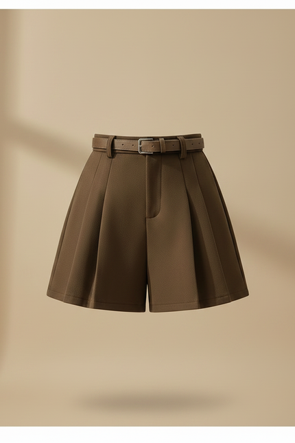 Pantalon Jupe Marron Plissé Laine Ceinturé Hiver - vue 3