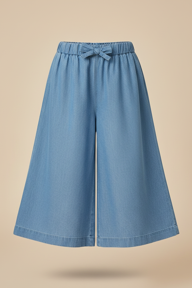 Pantalon Jupe Denim Bleu Clair Ample Enfant - Jean - vue 3