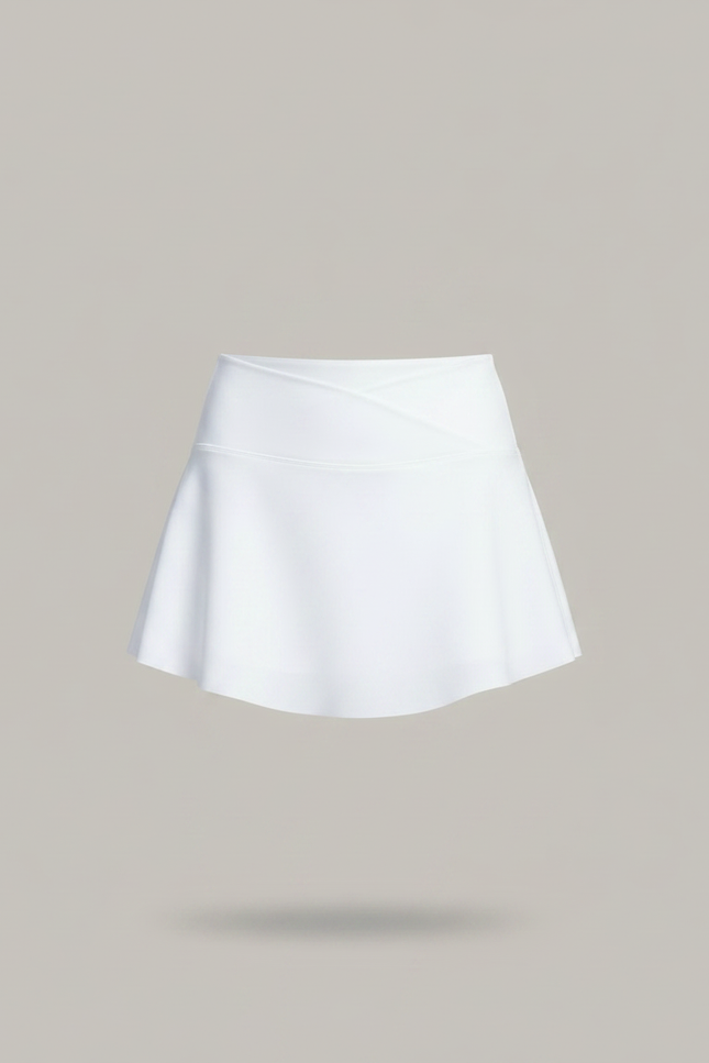 Pantalon Jupe Blanc Plissé Évasé Sportif Femme - Polyester - vue 3