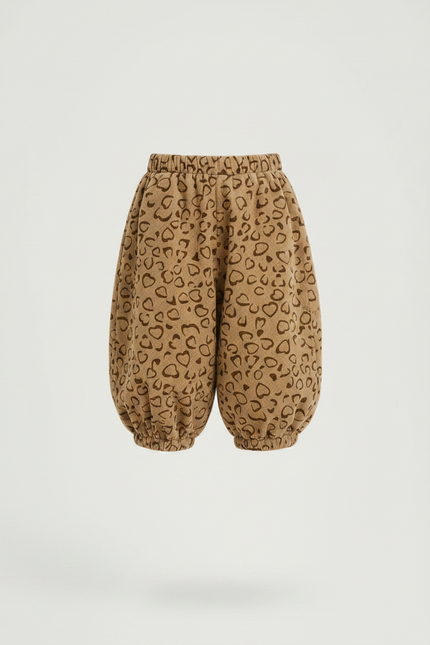 Pantalon Jupe Marron Côtelé Cœurs Ample Fille - Cordé - vue 3