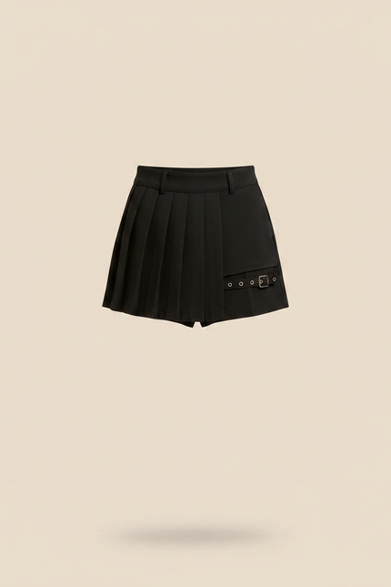 Pantalon Jupe Noir Plissé Asymétrique Gothique Femme - Polyester - vue 3